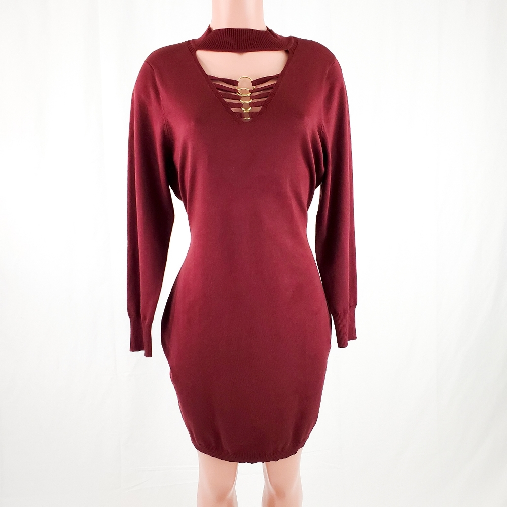 Say What? Dark Red Bodycon Midi Dress. Size 2X